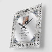 Elegant 60th Wedding Jubileum Fotoklok Vierkante Klok (Hoek)