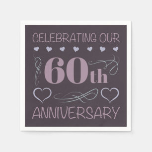 Elegant 60th Wedding Jubileum Paars Servet