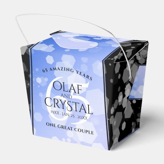 Elegant 65th Blue Sapphire Wedding Jubileum Bedankdoosjes (Achterkant)