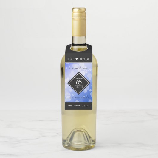 Elegant 65th Blue Sapphire Wedding Jubileum Flessenhanger (Op fles)