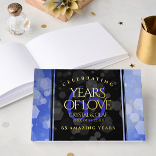 Elegant 65th Blue Sapphire Wedding Jubileum Gastenboek