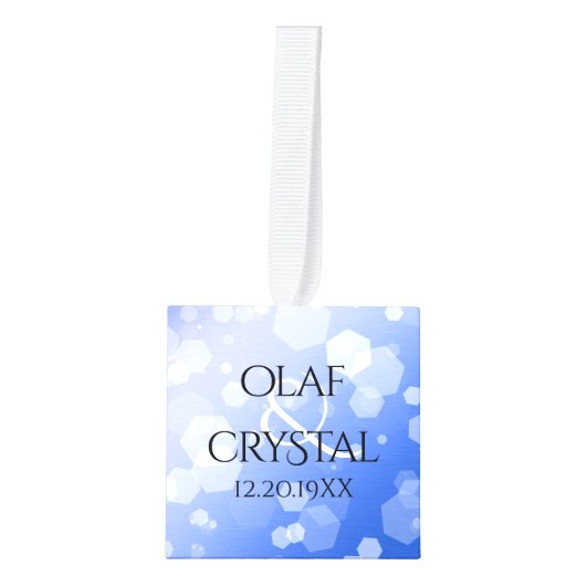 Elegant 65th Blue Sapphire Wedding Jubileum Kubus Ornament (Voorkant)