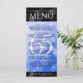 Elegant 65th Blue Sapphire Wedding Jubileum Menu (Staand voorkant)