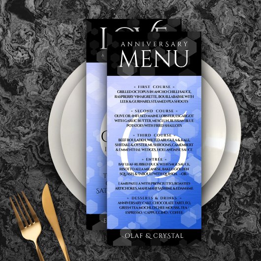 Elegant 65th Blue Sapphire Wedding Jubileum Menu