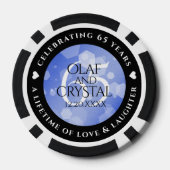 Elegant 65th Blue Sapphire Wedding Jubileum Poker Chips (Achterkant)