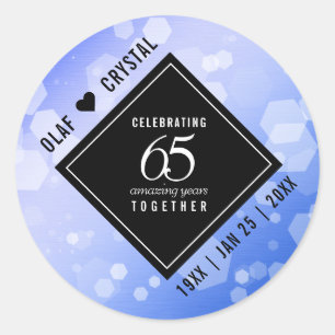 Elegant 65th Blue Sapphire Wedding Jubileum Ronde Sticker