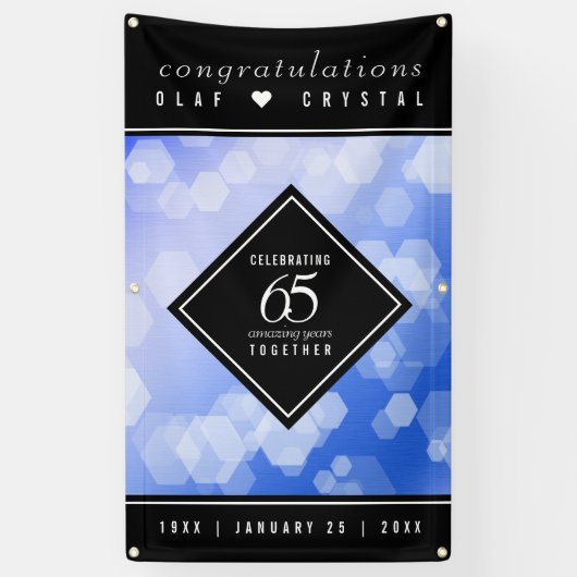 Elegant 65th Blue Sapphire Wedding Jubileum Spandoek (Verticaal)