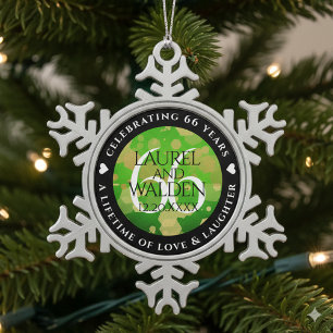 Elegant 66th Titanite Wedding Jubileum Tin Sneeuwvlok Ornament