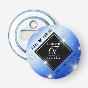 Elegant 67th Star Sapphire Wedding Jubileum Button Flesopener