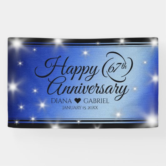 Elegant 67th Star Sapphire Wedding Jubileum Spandoek (Horizontaal)