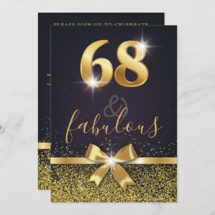 Elegant 68 & Fabulous Gold Glitter 68th Birthday Kaart