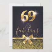 Elegant 69 & Fabulous Gold Glitter 69th Birthday Kaart (Voorkant)