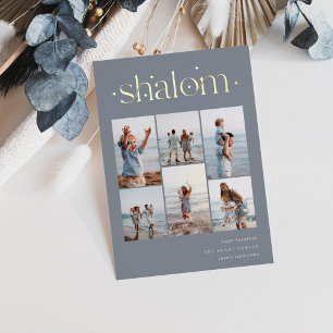 Elegant 6 Photo Collage Shalom Hanukkah Folie Feestdagenkaart