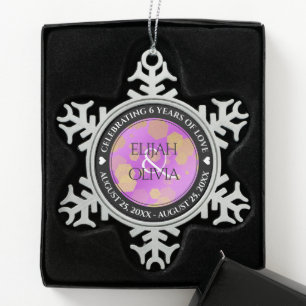 Elegant 6e 33e Amethyst Wedding Jubileum Tin Sneeuwvlok Ornament