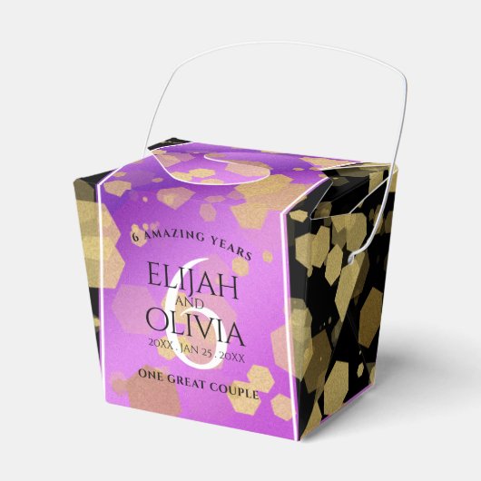 Elegant 6e Amethyst Wedding Jubileum Bedankdoosjes (Voorkant Zijde)