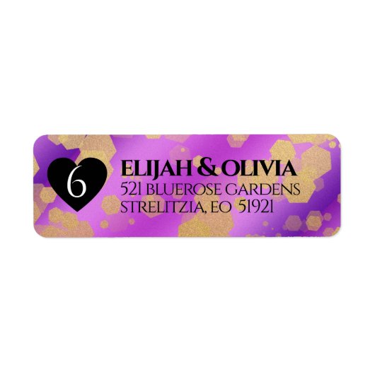 Elegant 6e Amethyst Wedding Jubileum Etiket (Voorkant)