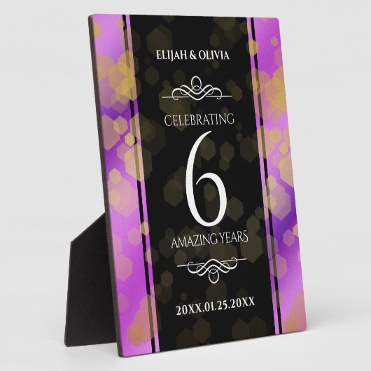 Elegant 6e Amethyst Wedding Jubileum Fotoplaat (Zijkant)