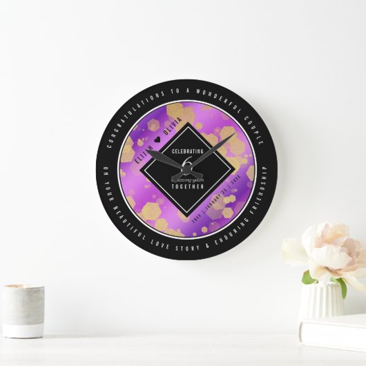 Elegant 6e Amethyst Wedding Jubileum Grote Klok (Huis)