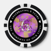 Elegant 6e Amethyst Wedding Jubileum Poker Chips (Voorkant)