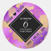 Elegant 6e Amethyst Wedding Jubileum Ronde Sticker (Voorkant)