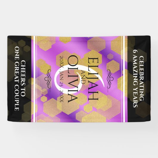 Elegant 6e Amethyst Wedding Jubileum Spandoek (Horizontaal)