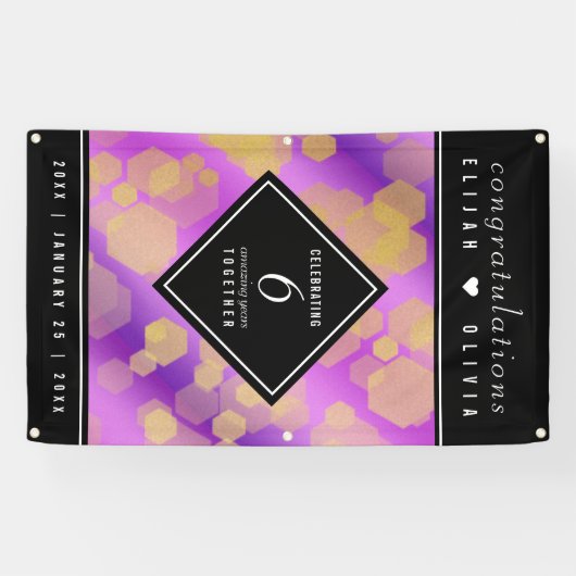 Elegant 6e Amethyst Wedding Jubileum Spandoek (Horizontaal)