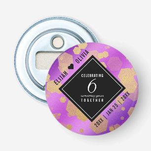 Elegant 6th Amethyst Wedding Jubileum Bottle op Button Flesopener