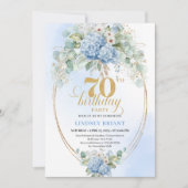 Elegant 70 Birthday Pastel Blue Floral Invitation (Devant)