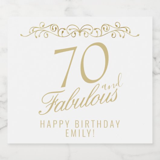 Elegant 70 en Fabulous Ornament 70th Birthday Sparkling Wijnetiket (Enkel label)