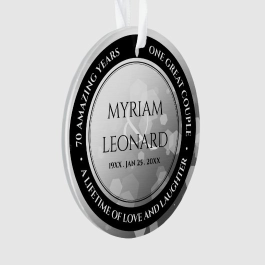 Élégant 70e anniversaire de Mariage Platinum (devant)