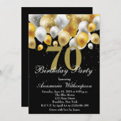 Élégant 70e anniversaire Invitation Gold Ballons (Devant / Derrière)