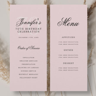 Élégant 70e anniversaire Programme de fête Menu Bl
