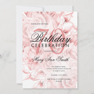 Elegant 70e verjaardag Floral Roos Gold Kaart