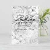 Elegant 70e verjaardag Floral Silver White Kaart (Staand voorkant)