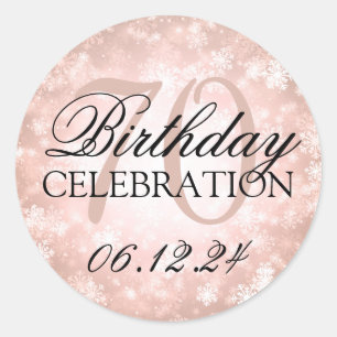 Elegant 70e verjaardag koper winter wonderland ronde sticker