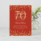 Elegant 70e verjaardag programma Menu Gold Red (Staand voorkant)