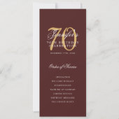 Elegant 70e verjaardagsfeest programma bordeauxroo (Voorkant)