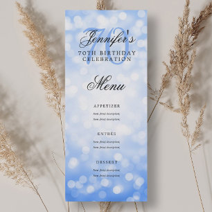Elegant 70e verjaardagsfeestje Menu Navy Blue Boke Kaart