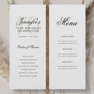 Elegant 70e verjaardagsfeestje programma + Menu