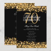 Elegant 70e verjaardagsfeestprogramma Goud met Men Kaart (Voorkant / Achterkant)