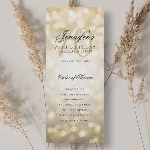 Elegant 70e verpartijprogramma Gouden Bokeh Kaart