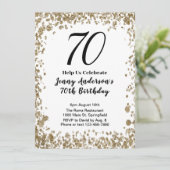 Elegant 70th Birthday Invitation For Her in Gold (Debout devant)