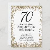 Elegant 70th Birthday Invitation For Her in Gold (Devant)