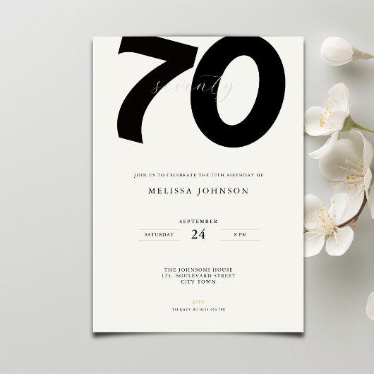 Elegant 70th Birthday Invitation - Minimal Style