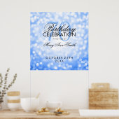 Elegant 70th Birthday Party Glitter Lights Blue Poster (Keuken)