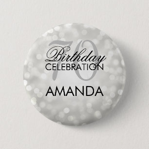Elegant 70th Birthday Party Silver Glitter Lights Ronde Button 5,7 Cm