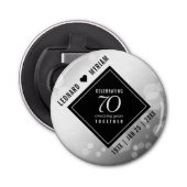 Elegant 70th Platinum Wedding Jubileum Button Flesopener (Voorkant)