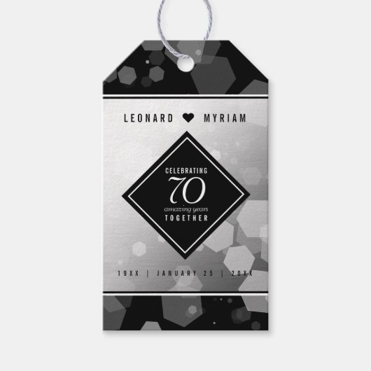 Elegant 70th Platinum Wedding Jubileum Cadeaulabel (Voorkant)