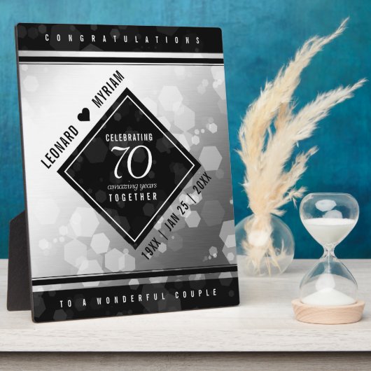 Elegant 70th Platinum Wedding Jubileum Fotoplaat (Zijkant)