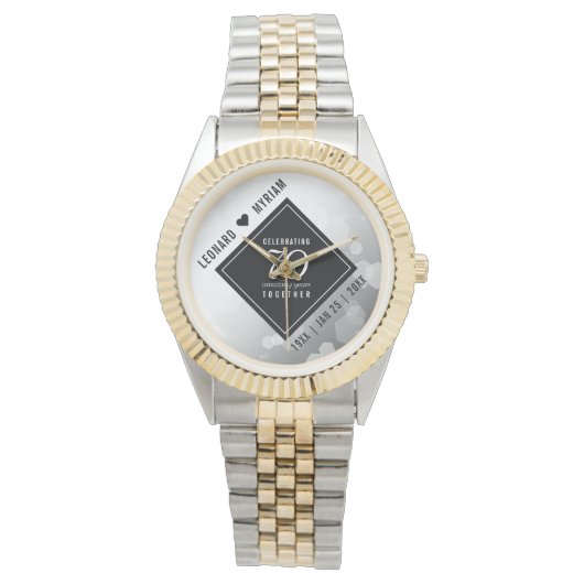 Elegant 70th Platinum Wedding Jubileum Horloge (Voorkant)